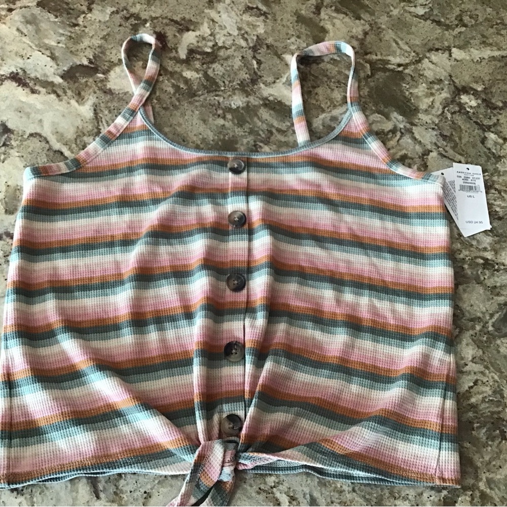 American Eagle Striped Button down tank